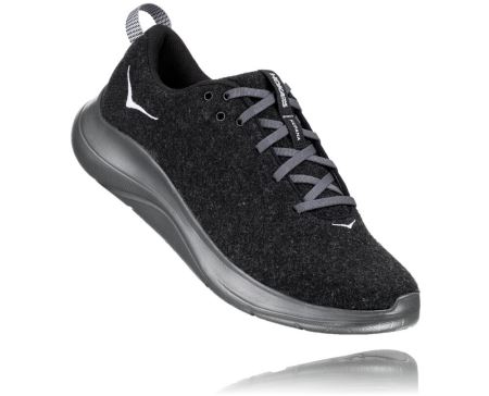 Hoka One One Hupana Flow Wool - Tenis Caminhada Homem Pretas / Cinzentas Escuro | PT-uwCmW3j